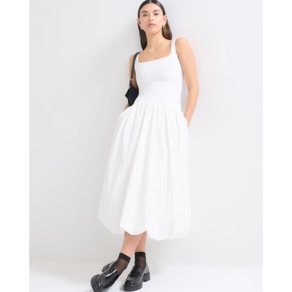 Abercrombie & Fitch White Dress M Midi Puff Skirt